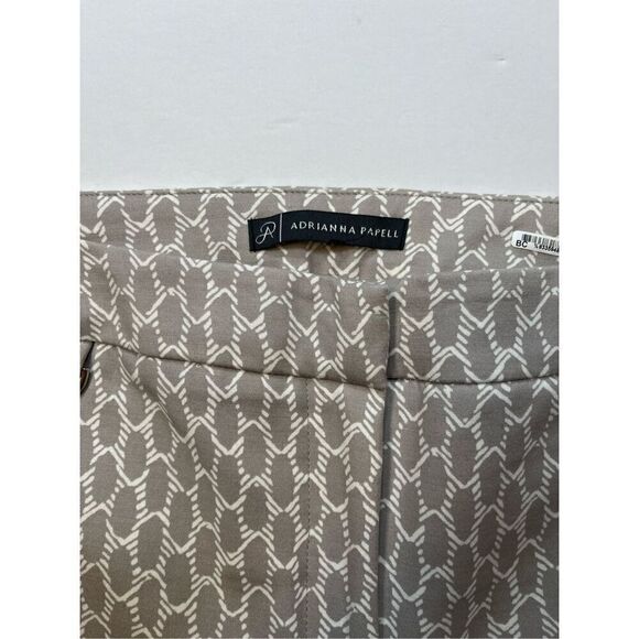 Adrianna Papell Taupe Printed Straight Leg Pants Flat Front Work Wear Size Large - Picture 3 of 10
